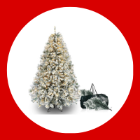 okicoler Snow Flocked Artificial Holiday Christmas Pine Tree