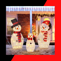 ATDAWN Pre-Lit Light Up Snowman Family