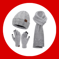 Women’s Winter Warm Knit Beanie Hat Touchscreen Gloves Long Neck Scarf Set 