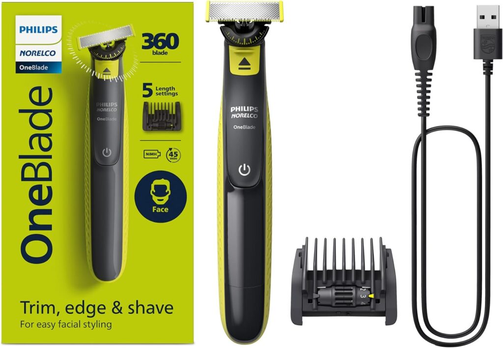 Philips Norelco OneBlade 360 Face, Hybrid Electric Beard Trimmer