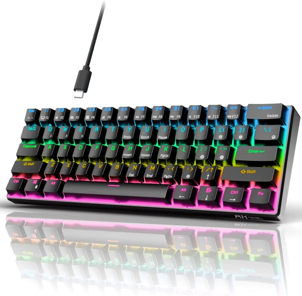 RK ROYAL KLUDGE RK61 Wired 60% Mechanical Gaming Keyboard