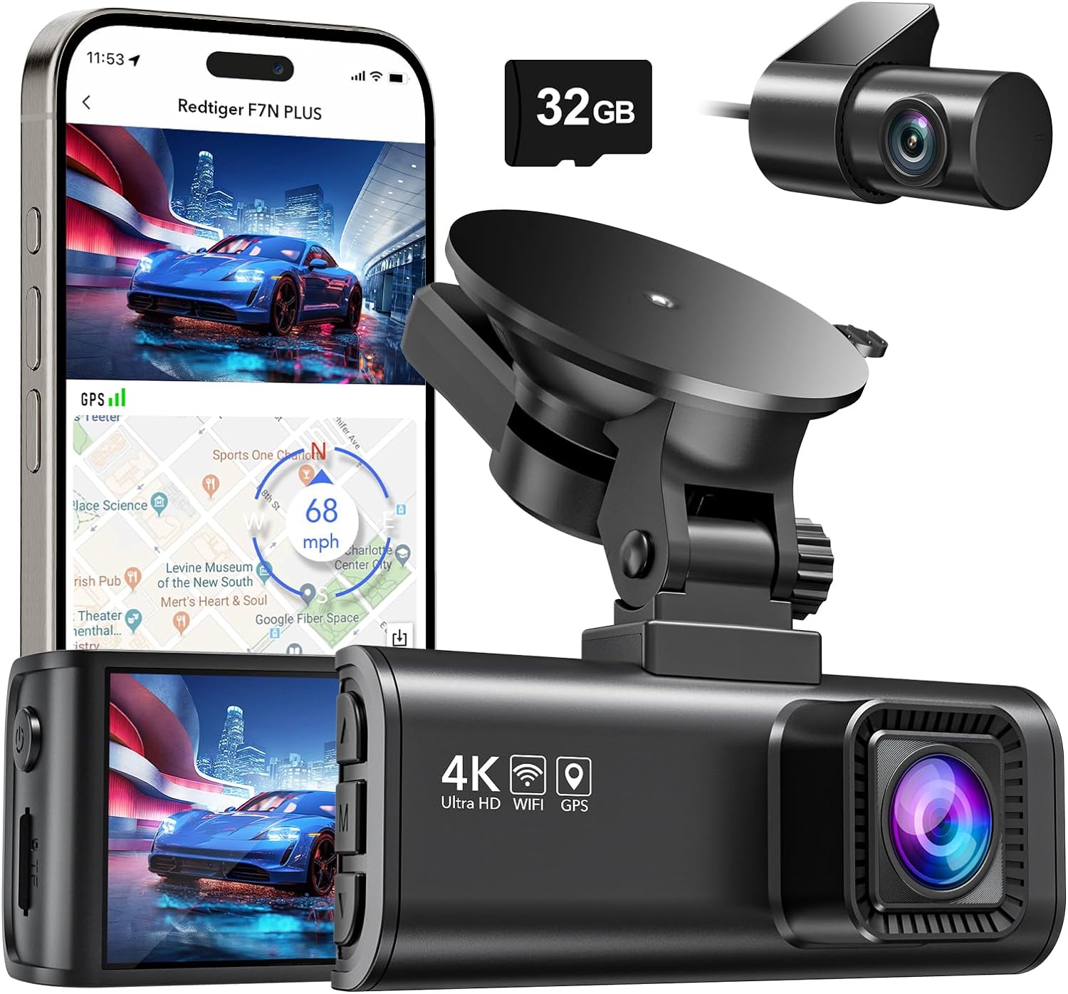 REDTIGER Dash Cam Front Rear 