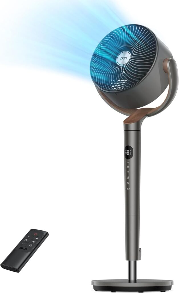 Dreo Fan for Bedroom, 120°+120° Oscillating Standing Fan