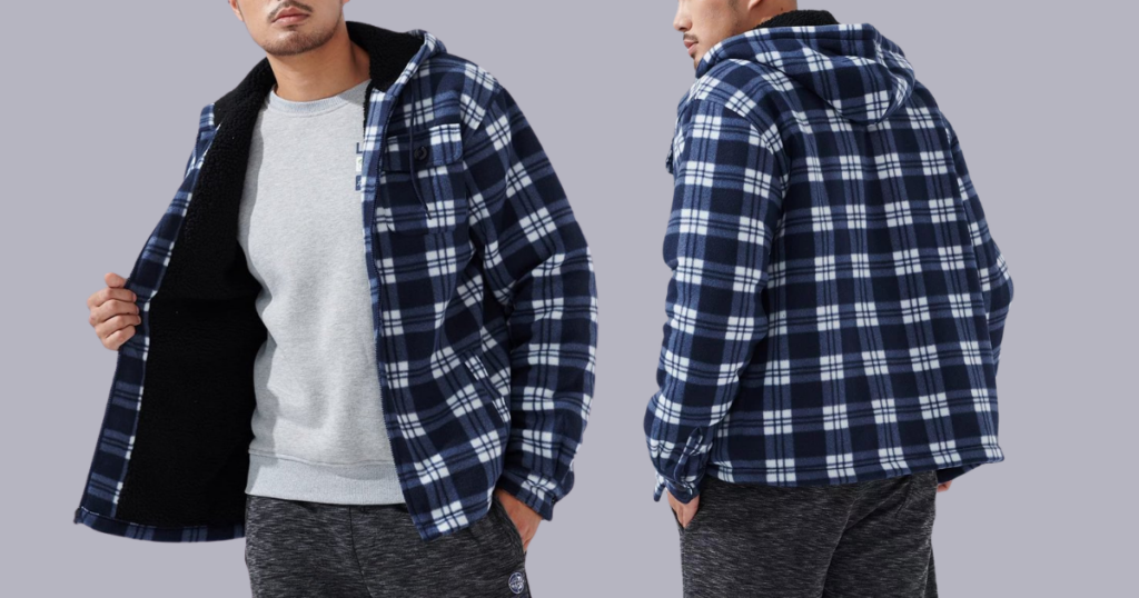 Winter Heavy Warm Sherpa Lined Fleece Plaid Flannel Jacket Men Plus Size S-5XL Big & Tall Mens Coat