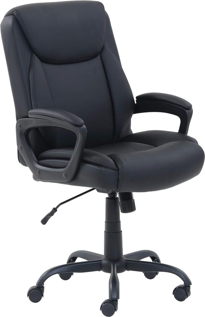 Amazon Basics Classic Puresoft PU Padded Mid-Back Office Computer Desk Chair