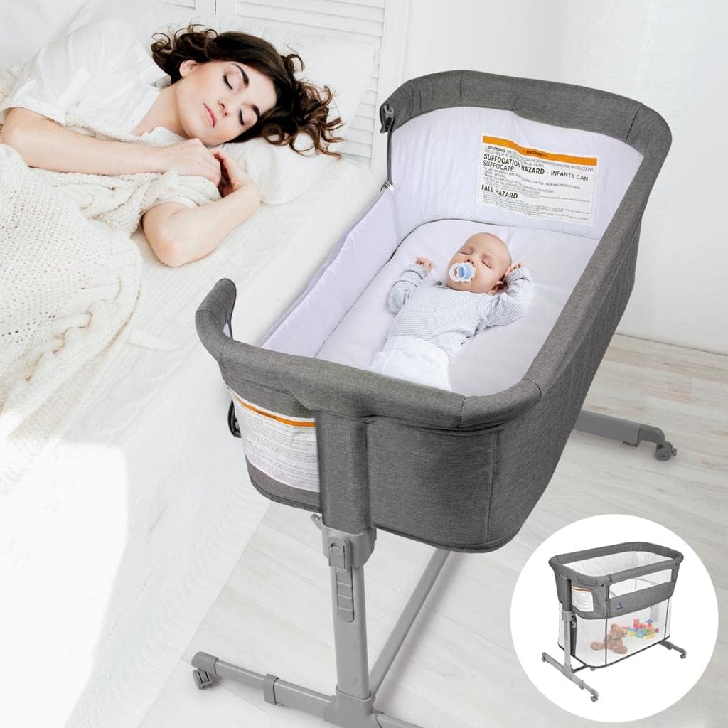 KoolaBaby 3 in 1 Baby Bassinet, Bedside Sleeper, & Playpen