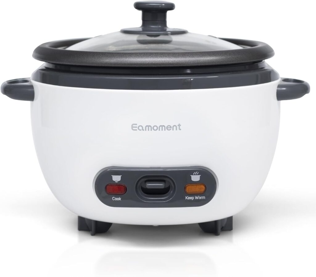 Small Rice Cooker 5 Cup White Portable Cook Rice with Automatic Keep-Warm, Non-Stick Pot