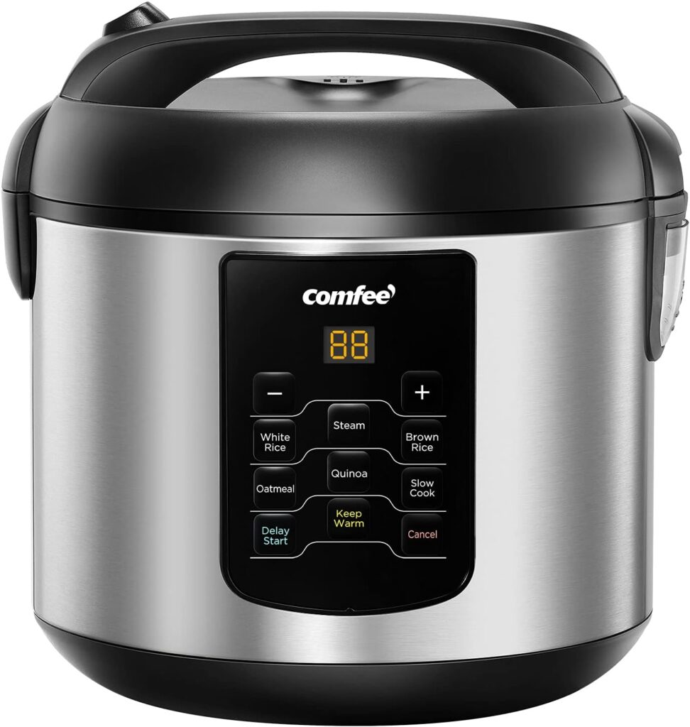 COMFEE' Compact Rice Cooker, 6-in-1 Stainless Steel Multi-Cooker