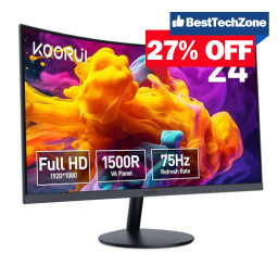 KOORUI 24-Inch Curved Monitor, Full HD 1080P